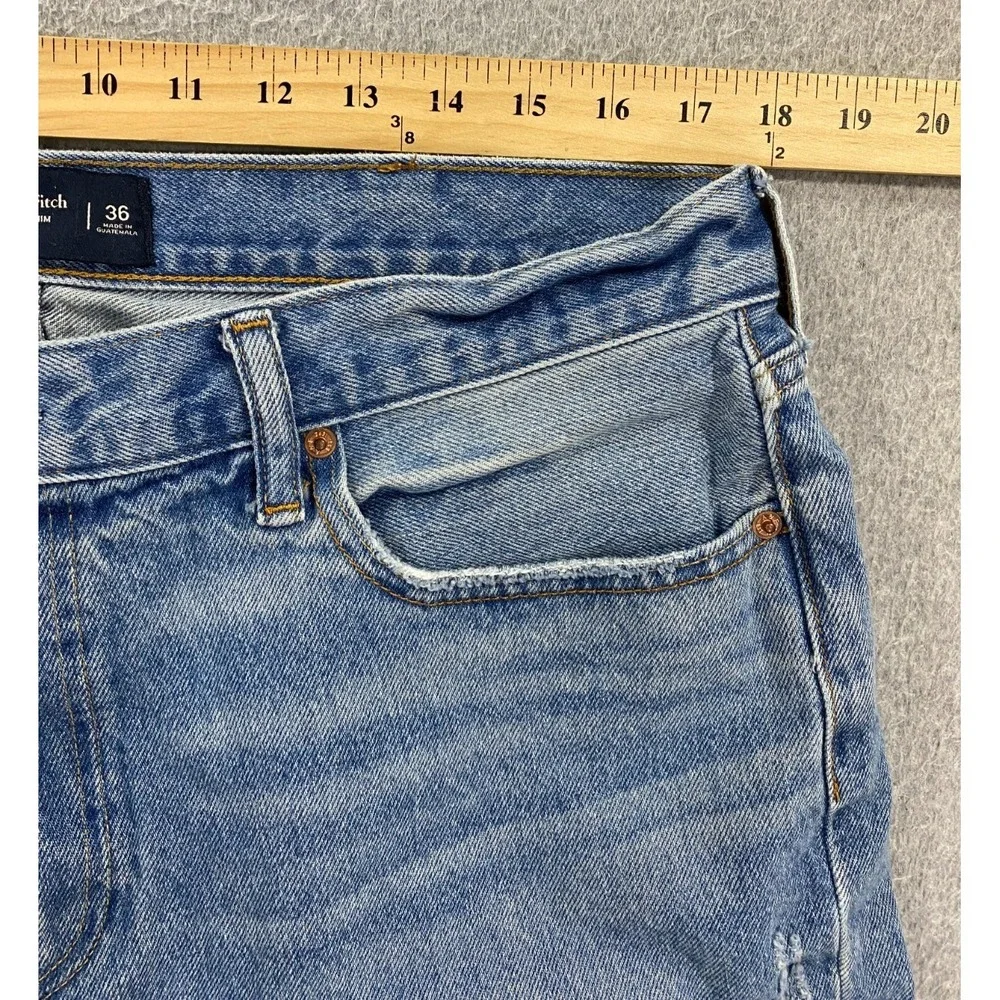 Abercrombie & Fitch Men's Authentic Rigid Denim Size 36 Loose Patched Shorts
